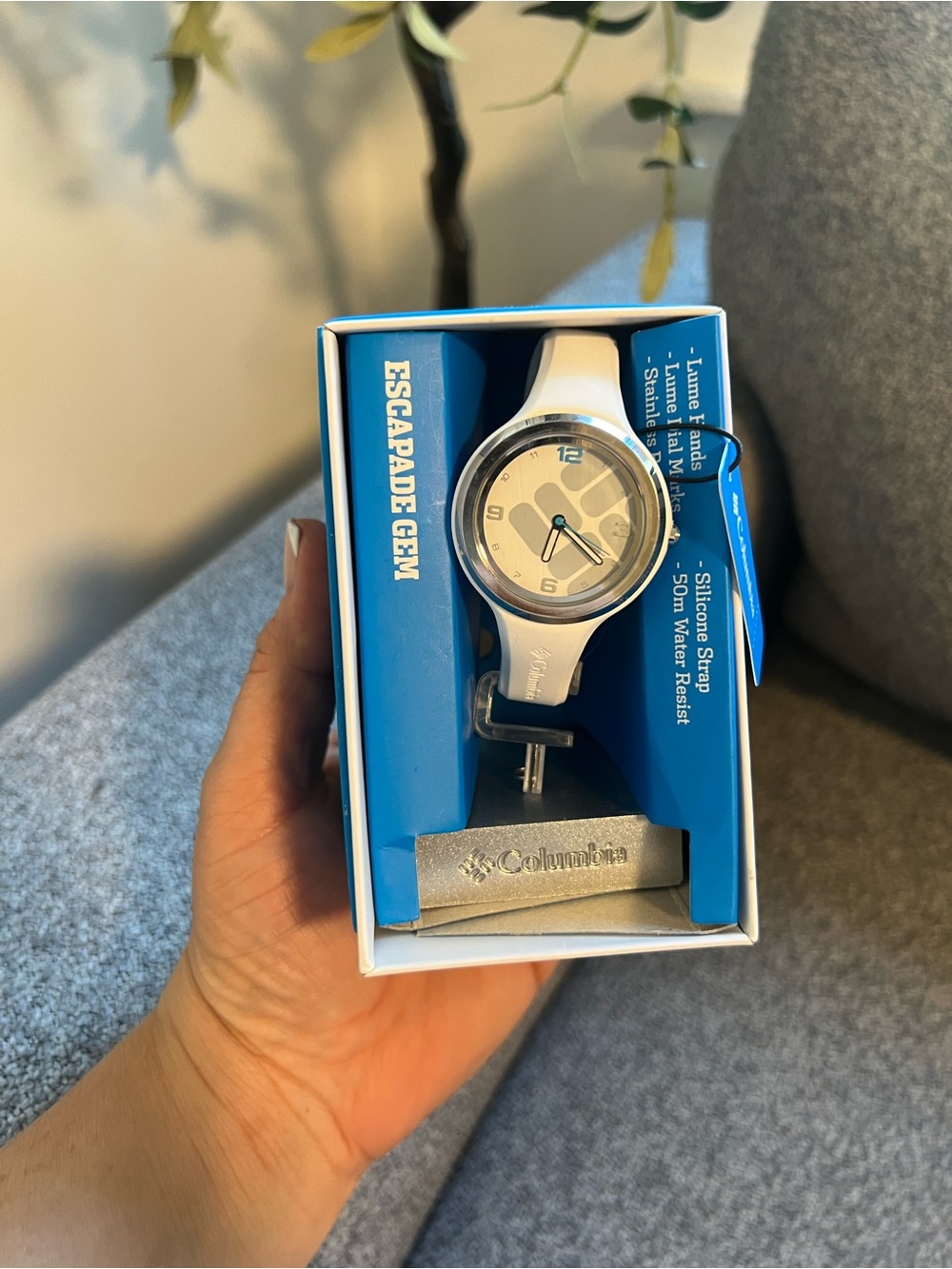 Columbia Escapade Gem White and Silver Silicone Strap Watch